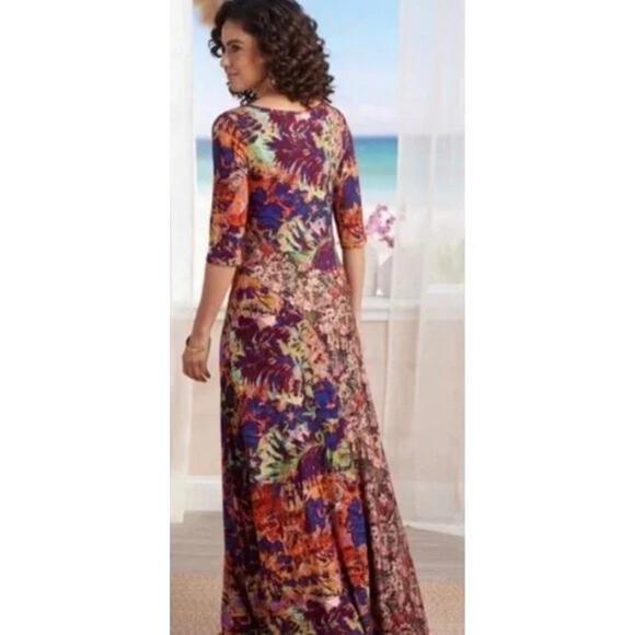 Soft Surroundings Estelle Floral 3/4 Sleeve Maxi Dress Multicolor Size Small - Picture 3 of 10